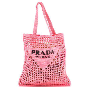 Prada Triangle Logo Open Tote Raffia #257014P16B